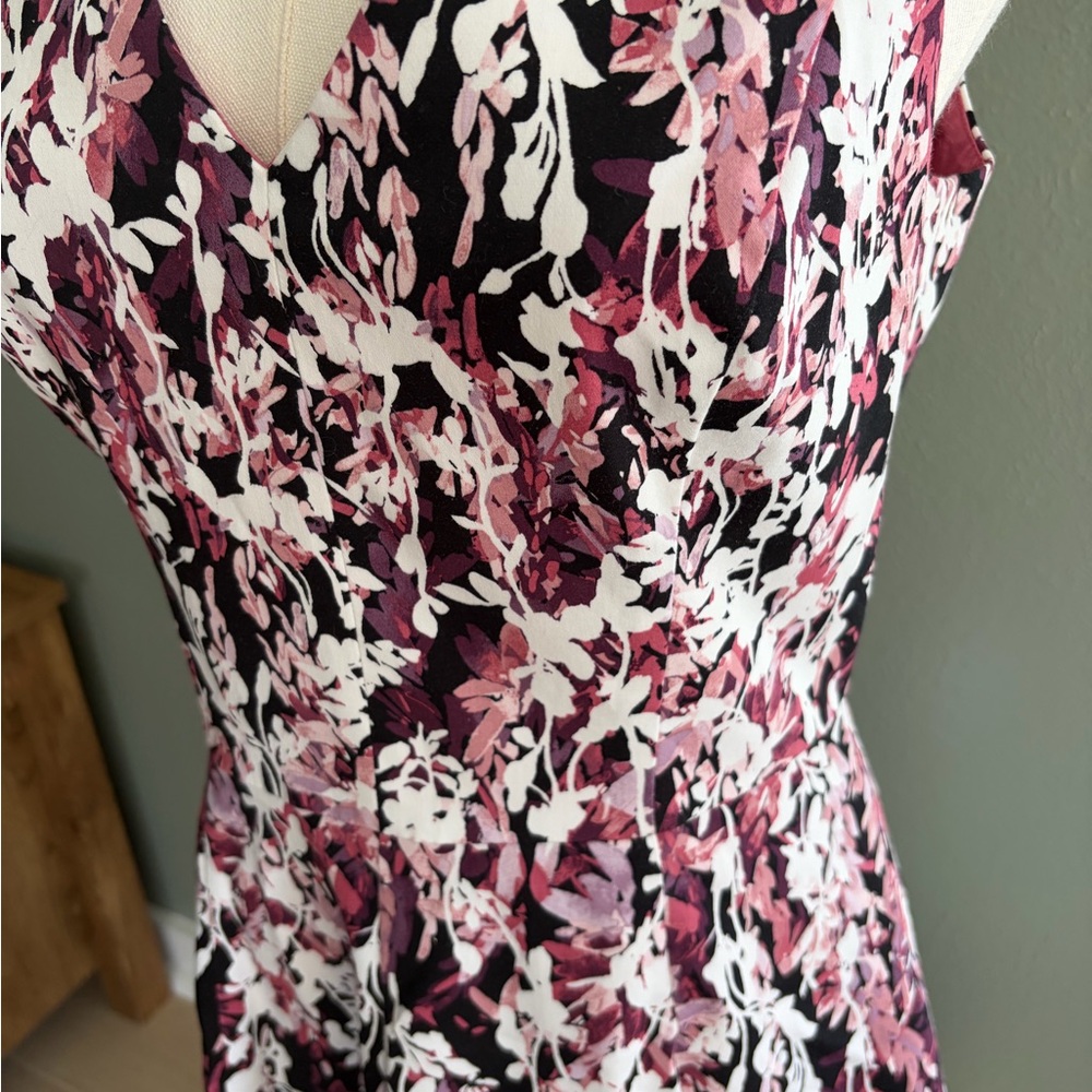 White House Black Market Black Skater Skirt with Pink & White Floral Print - Picture 3 of 5